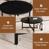 FURMORENE Coffee Table, 31.5" Large Coffee Tables, Black Round Coffee Tables for Living Room, Floor Table for Sitting on The Floor, Center Coffee Table with Metal Frame for Office Apartment Home FURMORENE