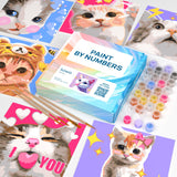 LuwoArte 6 Pack Paint by Numbers Kit for Adults – Meme Kittens (Cats) – Funny Paint by Numbers for Adults Beginners – DIY Adult Paint by Number Kit – Relaxing Wall Art Gift Set – 7.87 x 7.87 inch LuwoArte