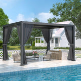 LVUYOYO Outdoor Louvered Pergola 10' x 13', Aluminum Pergola with Adjustable Roof, Waterproof Metal Gazebo with Curtains and Netting for Patio, Backyard, Garden, Deck (Black) LVUYOYO