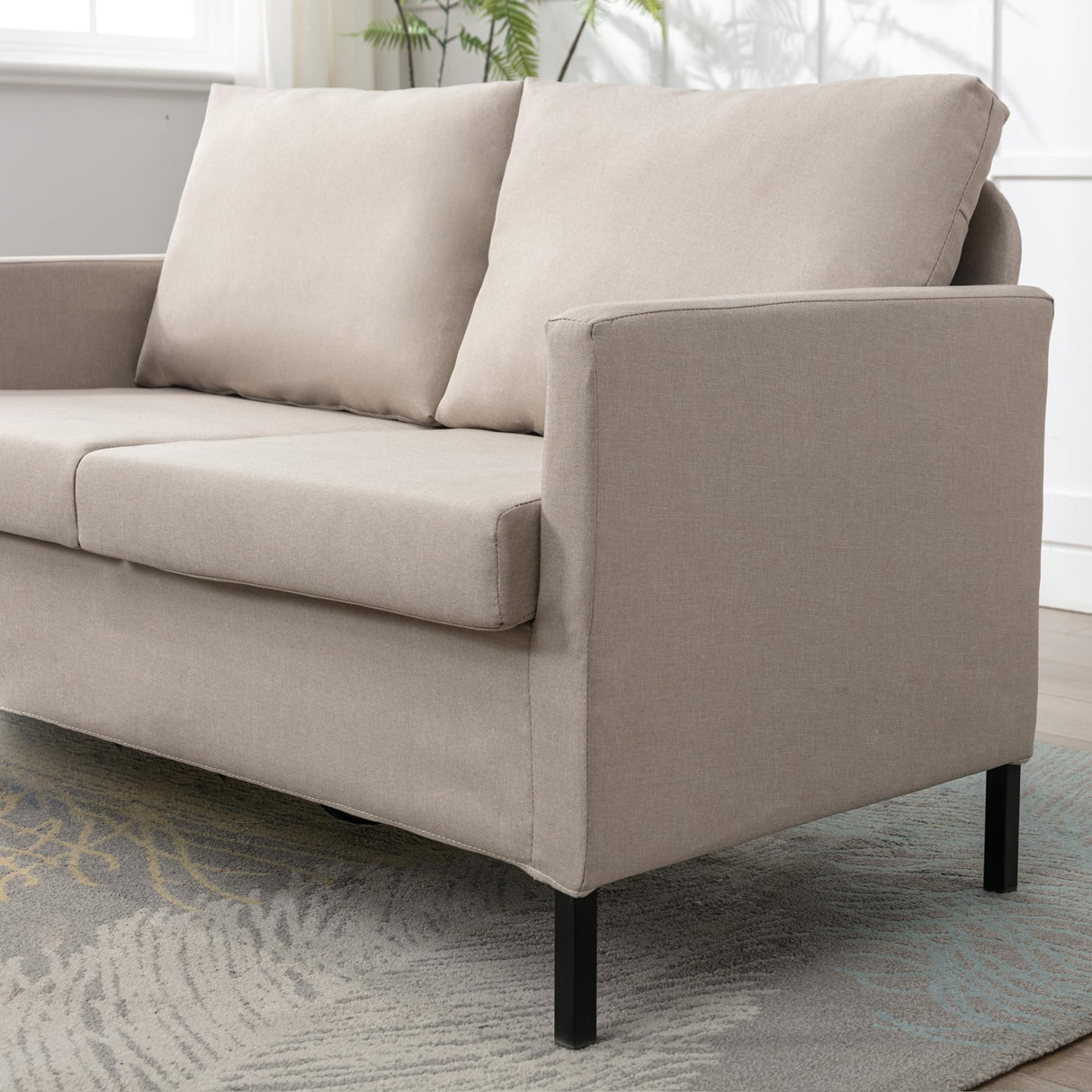 TYBOATLE Fabric Modern Small Loveseat Sofa Couch for Living Room, 51 Inch Upholstered 2-Seater Love Seats w/Iron Legs for Compact Small Space, Apartment, Bedroom, Dorm, Office (Beige) TYBOATLE