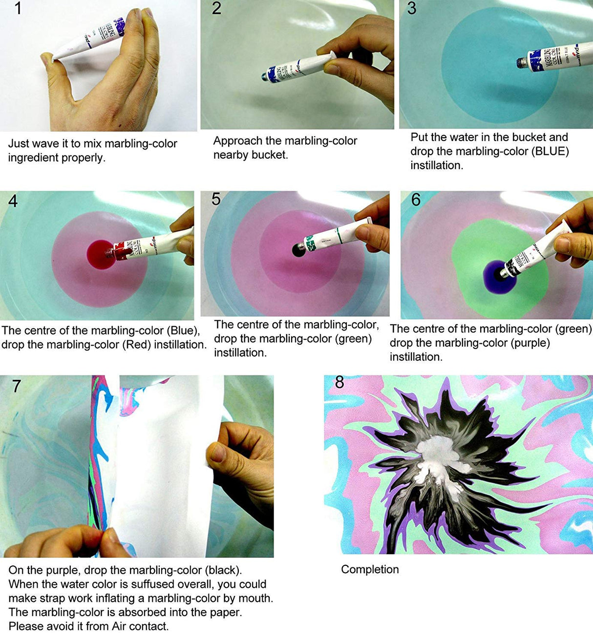 New Water Marbling Paint 12 Colors Tube Set / 12ml Marble kit Color bank vivid