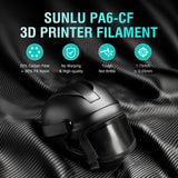 SUNLU 1KG PA6-CF 3D Filament 1.75mm, Heat Deflection Temperature up to 209°C, Made of 80% PA Nylon and 20% Carbon Fibers, Stiff & Strong & Heat Resistant, for Industrial Parts, Frosted Texture, Black SUNLU