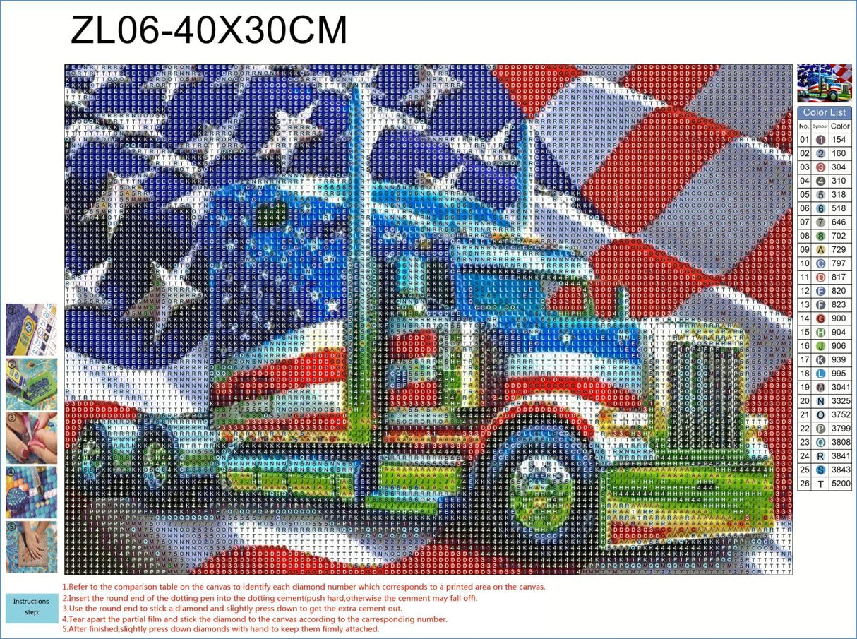 Generic DIY 5D Diamond Art Painting Kits for Adult, US Flag Truck Full Round Drill Cross Stitch Embroidery Kits for Home Wall Decor Gifts(16x12inch/40×30cm), ZHILAI001 WoodArtSupply