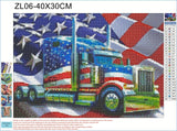 Generic DIY 5D Diamond Art Painting Kits for Adult, US Flag Truck Full Round Drill Cross Stitch Embroidery Kits for Home Wall Decor Gifts(16x12inch/40×30cm), ZHILAI001 WoodArtSupply