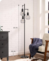 EDISHINE Dimmable Farmhouse Floor Lamp, Industrial Standing Lamp for Living Room, 3 LED Edison Bulbs Included, Black Corner Rustic Tall Tree Reading Lamps Home Decor for Bedroom, Office EDISHINE