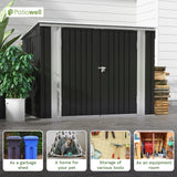 Patiowell 6 x 3 FT Horizontal Metal Shed, Outdoor Storage Shed with Double Lockable Doors and Easy Lift Hinges for Trash Cans, Garden Tools and Pool Accessories, Sloping Roof for Backyard Garden Lawn Patiowell