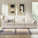 HULALA HOME 106" Modular Sectional Sofa, Oversized 3 Seater Couch with Double-Cushion, Modern Sofa with Deep Seat, Convertible Sectional Couch for Living Room, Ivory HULALA HOME