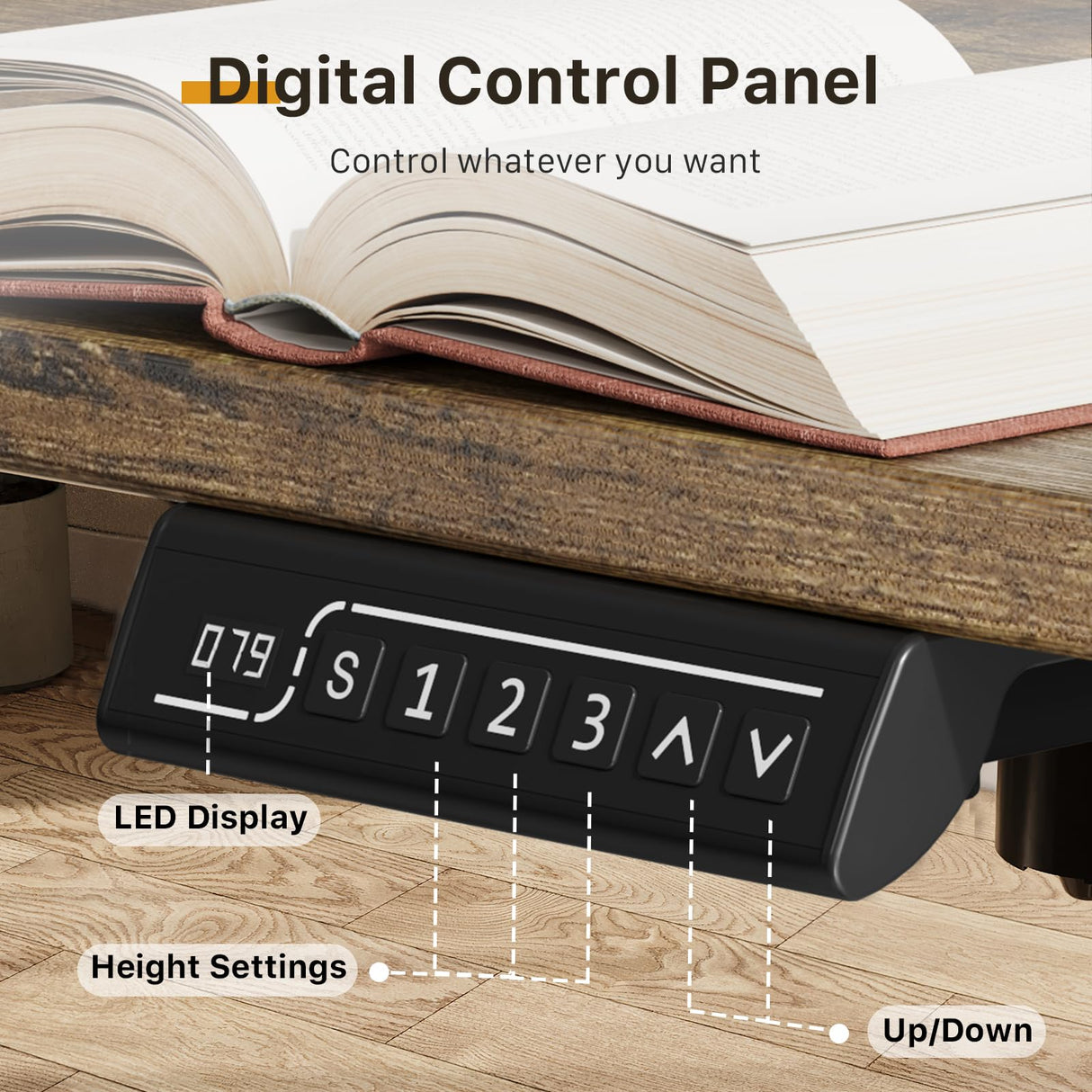 JOY worker Small Electric Standing Desk, 35" x 20" Whole Piece Height Adjustable Desk with Memory Controller, Grey Sit to Stand Desk Workstation for Home Office, Rustic JOY worker