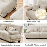 YESER Modular Sectional Sofa, L Shaped Couch with Ottoman, 2 Seater Cloud Couch Small Couches for Small Spaces, Modern Deep Seat Sofa Living Room Oversized Loveseat W/Bolster Armrests 4 Pillows YESER