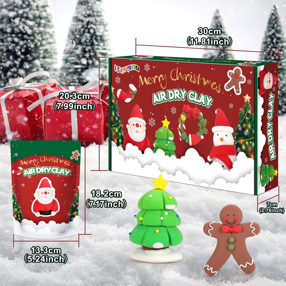 ifergoo Air Dry Clay for Kids - Christmas Modeling Clay Kit, 6 Christmas Molding Designs, Creative Sculpting Activity Kit with Tools & Tutorials, DIY Art Craft Gifts for Girls and Boys ifergoo