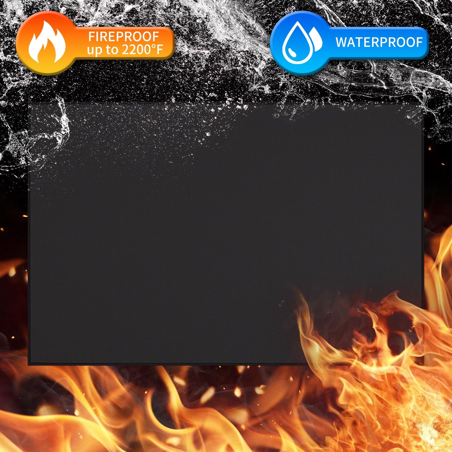 60x40 inches Outdoor Fire Pits Mat, Fireplace Floor Mat, Heat Resistant 4200°F, 6 Layers Deck Patio Protect pad, Tamfile Under Grill Mat Perfect for Grass Outdoor Wood Fire Pit and BBQ Smoker, Black