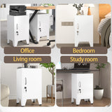 GAIOUS White Nightstand, Single Door Pantry Cabinet with Adjustable Shelf and Feet can be Used as Side Table, Stackable Small Storage Cabinet for Bedroom, Living Room, Office and Gym GAIOUS