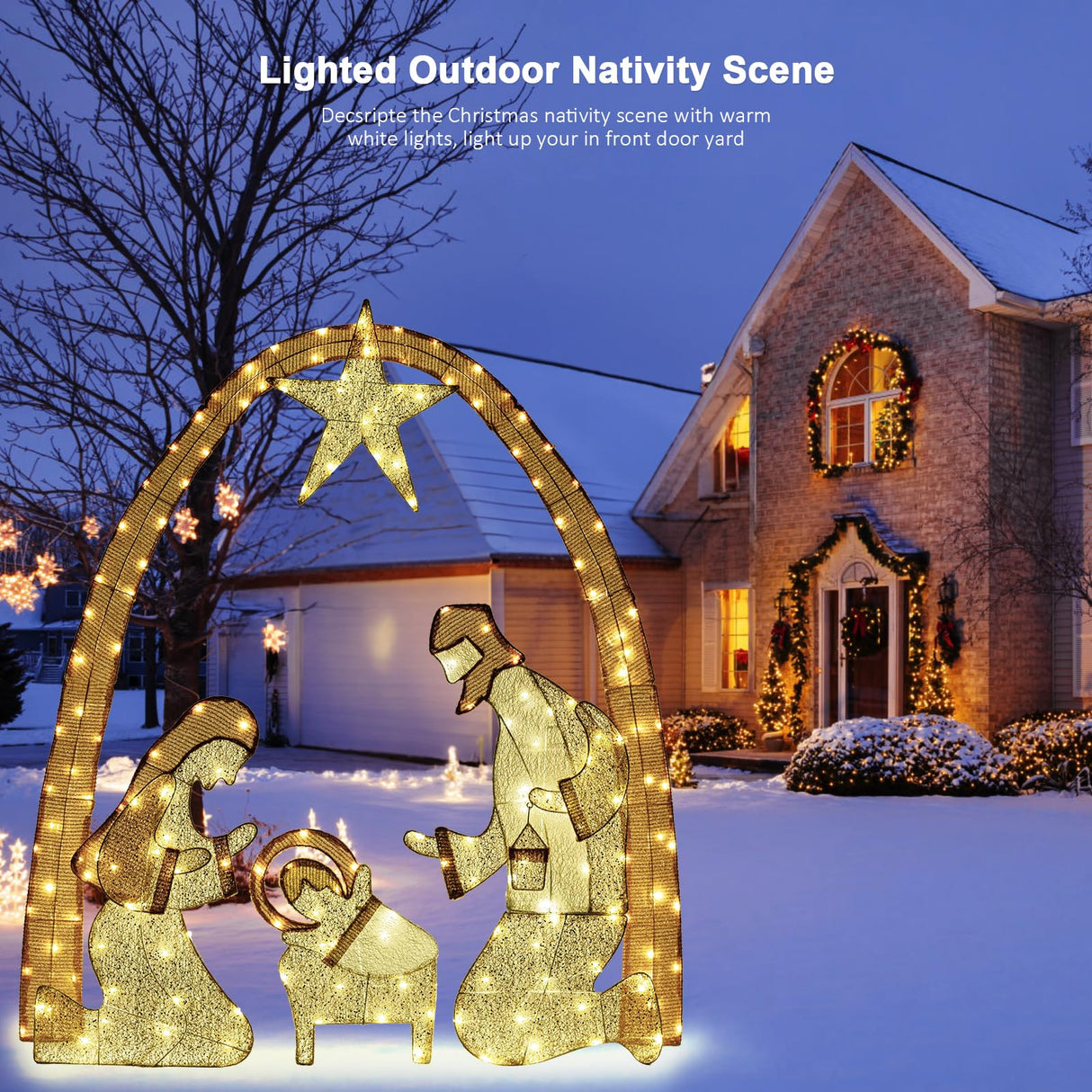 Lighted Outdoor Nativity Scene- Christmas Holy Family Yard Decoration, Large Christmas Holy Family Set for Yard Lawn Garden Outside Decor and Home Holiday Party VISFLAIR