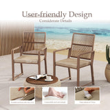 Coreporch Aluminum Outdoor Patio Dining Chairs - Imitation Rope Vine Chair Ergonomic Backrest Design Detachable Seat Cushion Soft and Breathable Garden Porch, Light Brown Set of 2 Coreporch