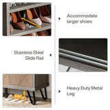 Tribesigns Shoe Cabinet with Sliding Doors, 5-Tier Wood Shoe Organizer Cabinet with Adjustable Shelves, Modern Shoe Rack Shoe Storage Cabinet for Entryway, Hallway, Living Room, Grey+Brown Tribesigns