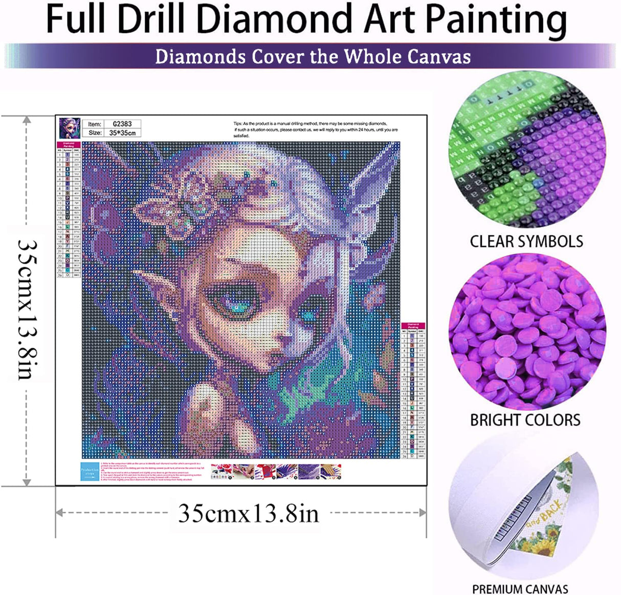 Fairy Diamond Painting Kits for Adults - Fairy Diamond Art Kits for Adults, Elf Girl Gem Art Kit for Adult DIY Crafts Kit for Gift Home Wall Decor Gifts (14x14 inch) xackcme