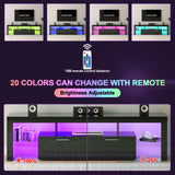 Clikuutory Modern LED 63 inch Long TV Stand with Large Storage Drawer for 50 55 60 65 70 75 Inch TVs, Black Wood TV Console with High Glossy Entertainment Center for Living Room, Bedroom, Black Clikuutory