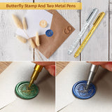 Comealltime 630Pcs Colorful Seasons Theme Wax Seal Kit with 24 Colors Wax Seal Beads, 10 Tea Light Candles and Gift Box (Butterfly) Comealltime