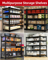 PrimeZone Heavy Duty Garage Storage Shelves - 48" W X 24" D X 72" H Adjustable Metal Shelving Unit, 5 Tier Industrial Shelves for Storage Standing Utility Rack for Warehouse, Pantry, Basement, Black PrimeZone