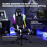 X Rocker Achiever PC Video Gaming Chair, RGB LED Lighting, Adjustable Ergonomic Office Desk Chair for Computer Gamers with Wheels, Black & White X Rocker