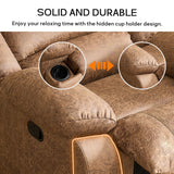 EBELLO Faux Leather Manual Reclining Sofa with 2 Concealed Cup Holders,Overstuffed Armrest 3 Seat Recliner Sofa, Couch for Living Room, Bedroom, Meeting Room, Light Brown(Sofa) EBELLO