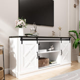 Boyel Living Farmhouse TV Stand for TVs up to 65 Inches,Farmhouse Entertainment Center with 2 Slicing Barn Door，Tv Consol for Living Room,Morden White Boyel Living