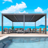 RoyalCraft Adjustable Louvered, Heavy-Duty Aluminum Outdoor Pergola, Metal Hardtop Pergola with Adjustable Roof for Patio, Deck, Garden, Yard (Black, 12' x 20') RoyalCraft