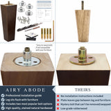 Airy Abode Walnut Brown Square Furniture Legs Set of 4 - Pick Your Size and Color Airy Abode