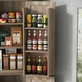 Gyfimoie Corner Cabinet,Kitchen Pantry Storage Cabinet,Freestanding Buffet Cabinet with 4 Doors and Shelves,Tall Food Pantry Cabinet Farmhouse Furniture with Side Rack for Kitchen Dining Room(Retro) Gyfimoie