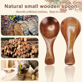 Hefild 6pcs Small Wooden Spoons, 3.2inch Small Wooden Spoons for Honey, Brown Mini Wood Teaspoons for Tiny Eating Ice Cream Jars Spice Condiments Tea Bath Salt Coffee Sugar Jam Mustard Seasoning Hefild