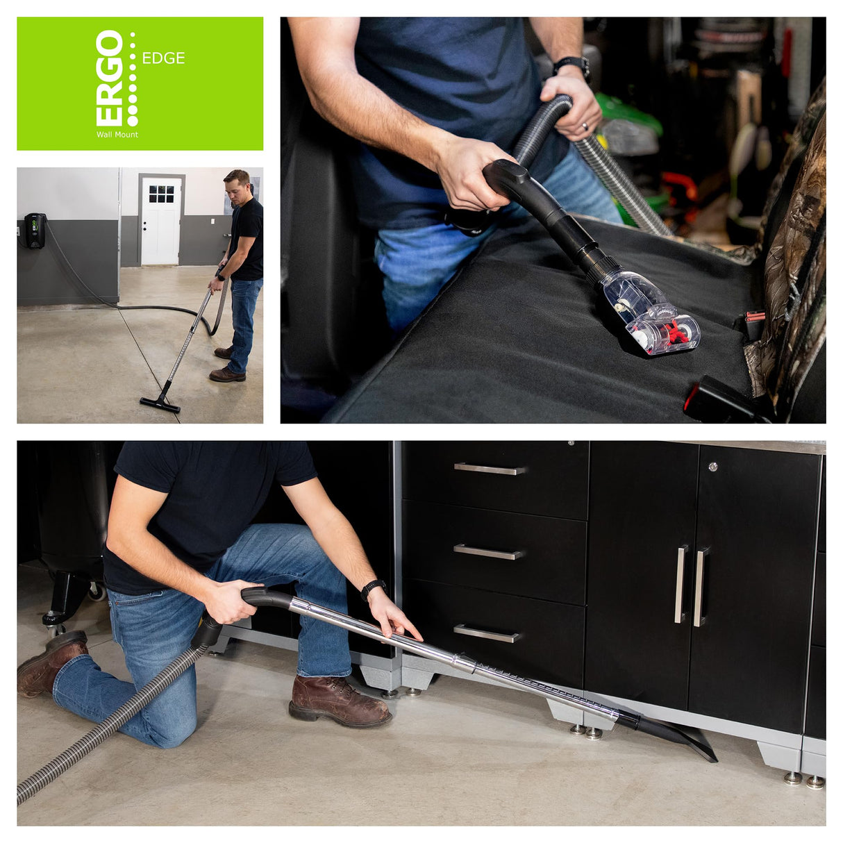 Atrix Ergo Edge Canister Shop Vac - Wall Mounted Garage Vacuum Cleaner with Built-in Dust Bag & Extendable Hose - Compact Black Design 20x9x12 Atrix