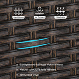 PHI VILLA 9 Pieces Patio Dining Set for 8, 60” Wood-Like Large Square Metal Steel Dining Table & Rattan Wicker Chairs with Cushions, Outdoor Dining Furniture for Deck, Yard, Porch PHI VILLA