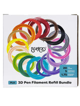 SCRIB3D Pen Filament Refills, 20 Colors, 16 Feet Per Color, 1.75mm PLA, Works with SCRIB3D, PIKA3D, MYNT3D and Most Other 3D Printing pens SCRIB3D
