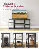 VASAGLE TV Stand for 65 Inches TVs, Industrial Entertainment Center, Modern TV Console with Open Storage Shelves for Living Room, Bedroom, Black ULTV105B22 VASAGLE