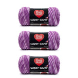 Red Heart Super Saver Purple Tones Yarn - 3 Pack of 141g/5oz - Acrylic - 4 Medium (Worsted) - 364 Yards - Knitting/Crochet Red Heart