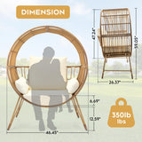 Yechen Egg Chair Outdoor, Oversized Wicker Patio Chairs with 350LBS Capacity, Rattan Porch Chair, 6.69'' Cushions for Living Room, Bedroom, Garden, Round Nest Chairs with Steel Stands Easy Assembly Yechen