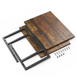 XBurmo Printer Stand with 2 Tier Wood Shelves Desktop Organizer for Small Space Fax Machine Shelf Stand Books Trays Under Desk Shelf with Adjustable Anti-Skid Feet Vintage Brown XBurmo