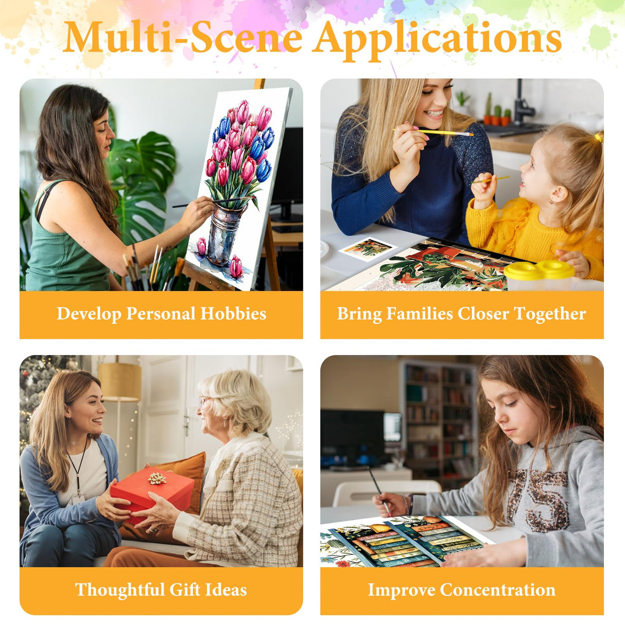 Framed Paint by Numbers Kit for Adults Beginner Bookshelf, Adult Paint by Number Kits on Canvas Framed, DIY Acrylic Oil Painting by Numbers with Frame, Book for Home Decor Gift 10 X 10 Inch Okarina