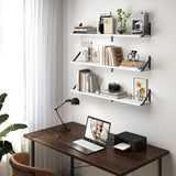 Heimlove Floating Shelves for Wall, 36 Inch Long Wood Floating Bookshelf Set of 3, Wall Mounted Hanging Shelf for Bathroom Bedroom Kitchen, White Heimlove