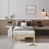 Giantex 14 Inch Twin Wood Platform Bed Frame, Minimalist Style Mattress Foundation with Solid Rubber Wood, Heavy Duty Wood Slat Support, Without Headboard, Easy Assembly, No Box Spring Needed, Natural Giantex