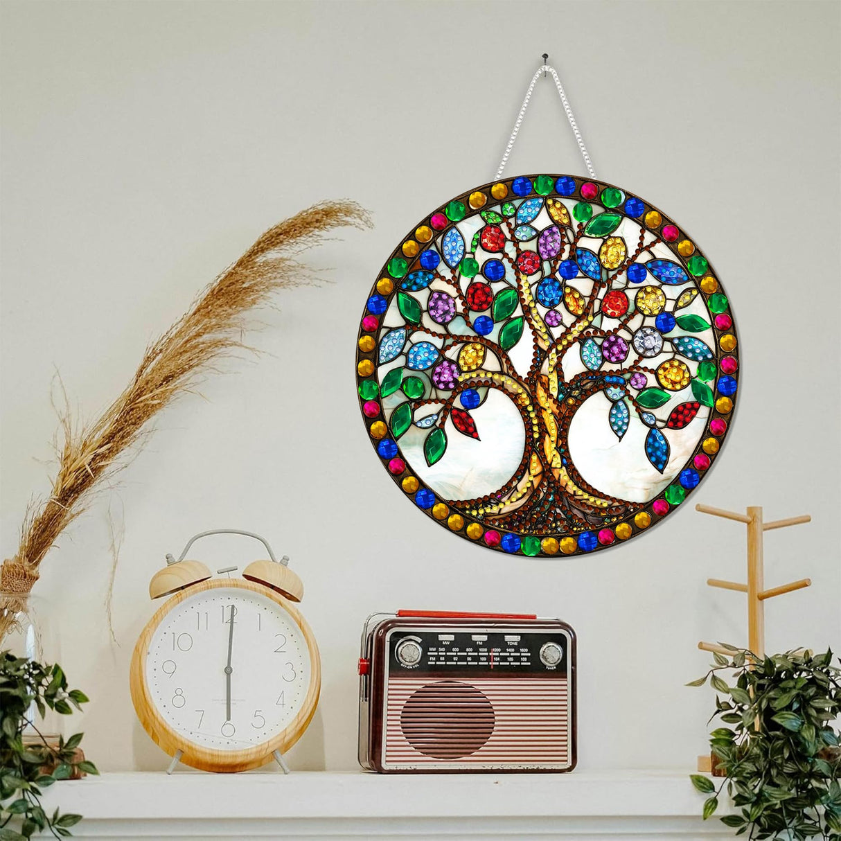 SKRYUIE Hanging Diamond Art Kits for Adults Pendant Tree, Special Shaped Crystal DIY Diamond Painting Kit, Acrylic Board Wreath Pendants Double Sided, Home Decor 7.29 x 7.29 Inch SKRYUIE