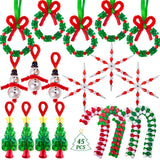 NLUS Christmas Crafts for Kids Adults, 45 Pcs Christmas Beaded Ornament Kits Holiday Crafts - Including Snowman/Christmas Tree/Wreath/Candy Cane/Snowflake (Assembly Required) NLUS