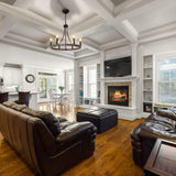 WBinDX Wagon Wheel Chandelier, 6-Light Modern Farmhouse Chandeliers for Dining Room, 19.68 Inch Black Faux Wood Metal Round Chandeliers for Entryway Kitchen Table Living Room Foyer WBinDX