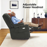 MCombo Large Triple Motor Power Lift Recliner Chair with Massage and Dual Heating, Adjustable Headrest for Tall Elderly People, Fabric 7634 (Grey, Large) MCombo