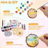 Qinzave Kids Wooden Painting Kit Glow in The Dark Arts Crafts Gifts for Boys Girls, 200 PCS Wood Slice Creative DIY Craft Kit for Kids Ages 8-12 Qinzave
