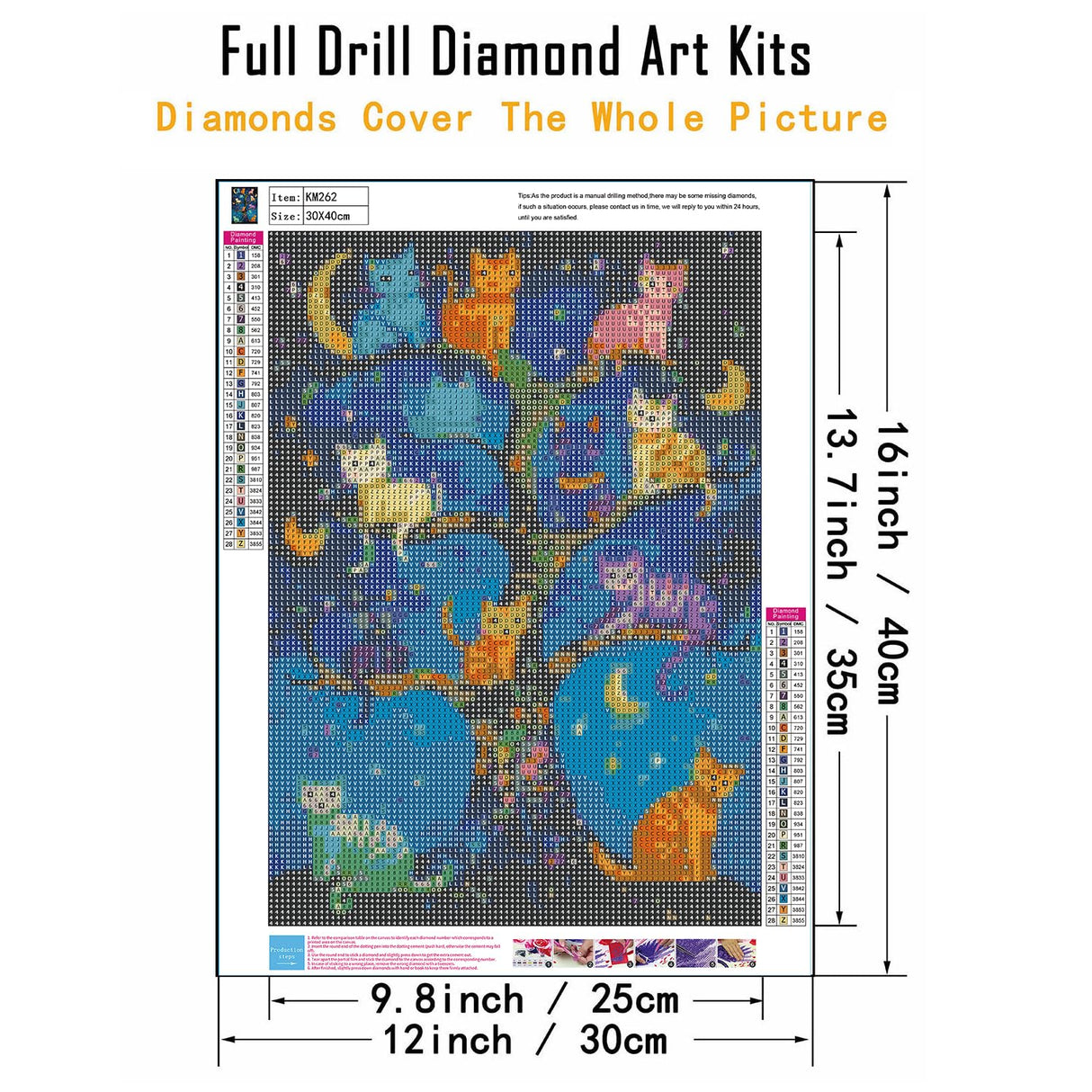 CHWGLFGG 5D Diamond Art Kits for Adults Beginners, Cat Family Tree Stars Diamond Painting Kits, DIY Full Round Drill Paint by Diamonds Dot Gem Art for Adults, Home Wall Decor 12x16 Inch CHWGLFGG