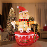 7.5 FT Christmas Inflatable Outdoor Decoration, Gingerbread Man Hot Cocoa Cup Christmas Blow up Yard Decorations with Buit-in LEDs, Gingerbread Inflatable Holiday Indoor Outdoor Party Patio Xmas Gifts Pattiumo