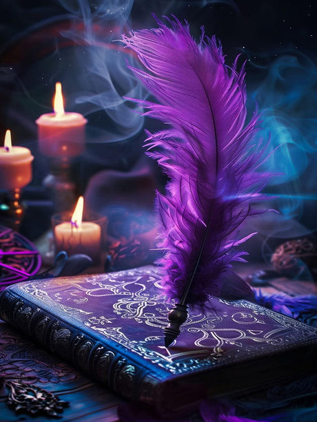 Zythron Diamond Art Kits for Adults,Magic Book Feather Diamond Painting,Book Diamond Art 5D DIY Paint with Round Full Drill Diamonds Art Gem Painting for Adults,Home Decor 12x16 in Zythron