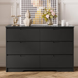 6 Drawers Black Dresser for Bedroom, Wood Large Double Dresser with Hidden Handles, Modern Dressers & Chests of Deep Drawers for Hallyway, Entryway Tradare