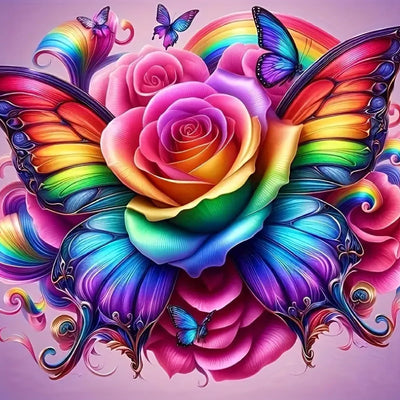 MOMDEDP Butterfly Diamond Art Kits for Adults Beginners, Flower Diamond Painting Kits for Adults, DIY 5D Butterfly Flower Gem Art, Flower Butterfly Diamond Dots for Adults for Home Decor 12x12 inch